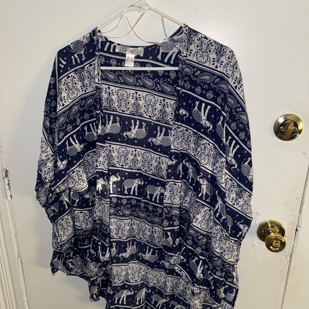 Streetwear Society Blue and White Dolman Sleeve Blouse